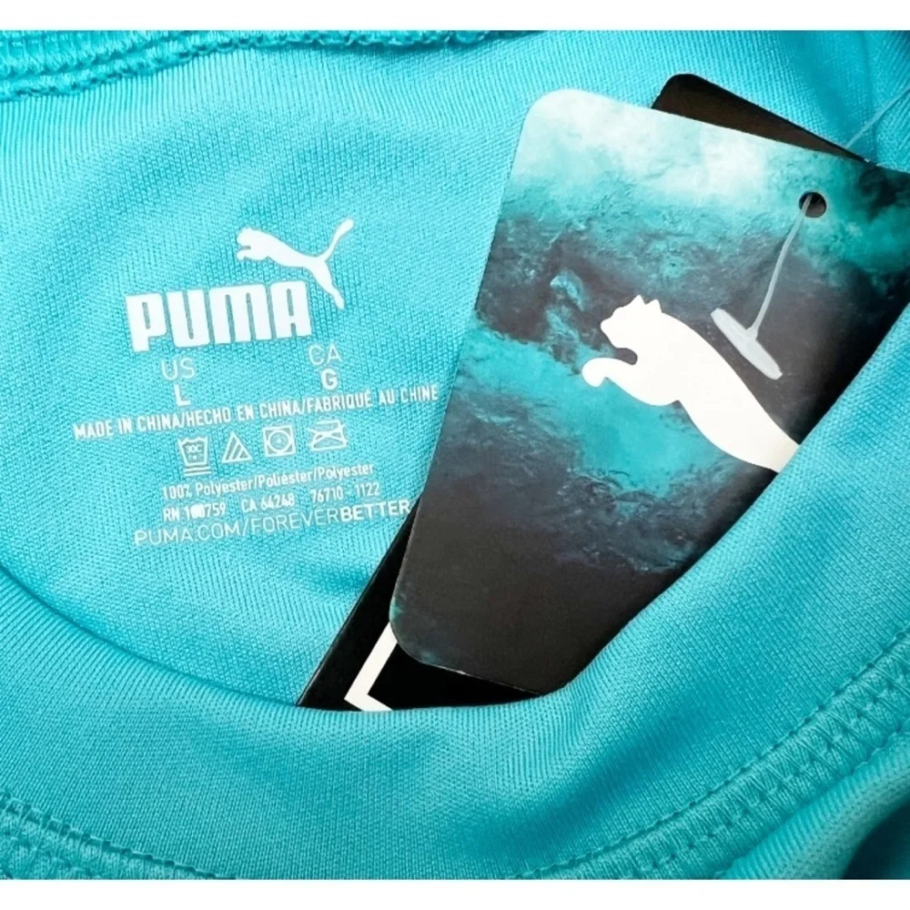 NWT Puma Boys Graphic Short Sleeve Rash Guard Swim Shirt Top Size Large